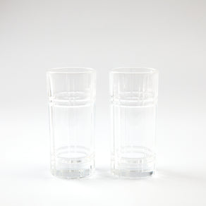 2x Long Collins Nio-Cut Glass
